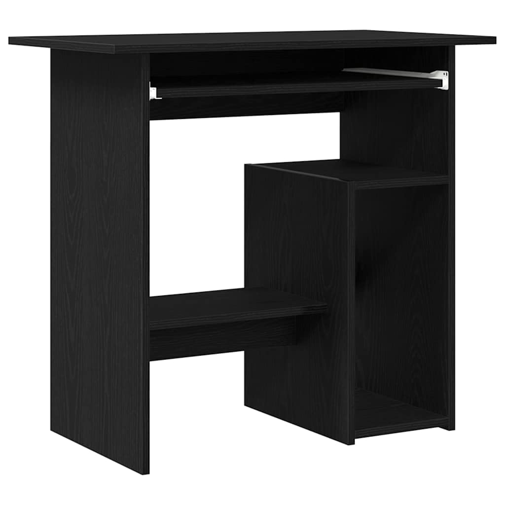 Scrivania nera effetto rovere, 80 x 45 x 74 cm, scrivania per computer in legno con scomparto, tavolo da ufficio moderno, piccolo tavolo da lavoro per casa e studio