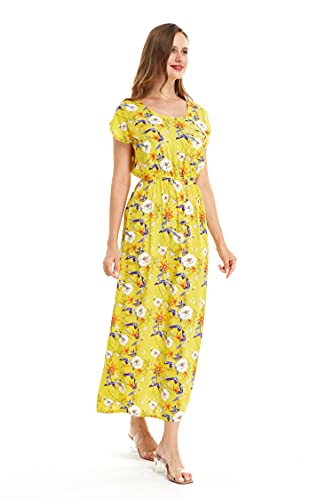 Image of Hawaii Hangover Women's Hawaiian Cap Sleeve Maxi Dress Signature Prints