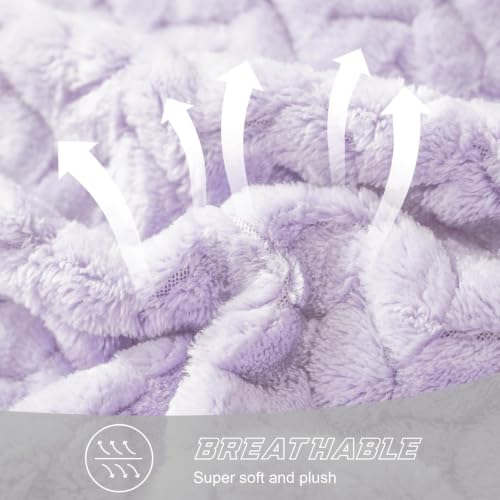 Image of Exclusivo Mezcla Fleece Throw Blanket for Couch Sofa, 50 inchx70 inch, Lilac Purple