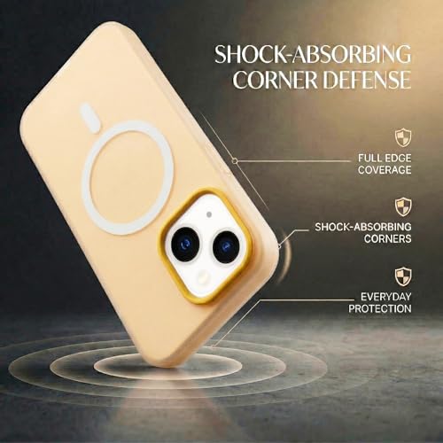 Image of amazon basics Luxury MagSafe Compatible Magnetic Case for iPhone 15 | Soft Touch Matte Pastel Finish | Shockproof Back Cover with Camera Protection (Orange)