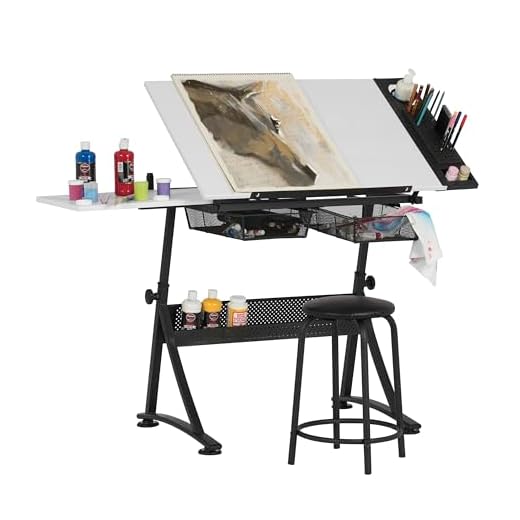 Studio Designs Modern Fusion Craft Center with 24" Tray and Stool, Charcoal/White