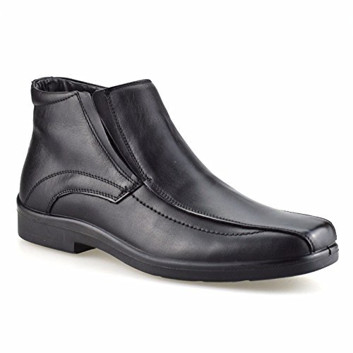 Mens Boys Black Leather Zip Up Chelsea Dealer School Work Wedding Boots