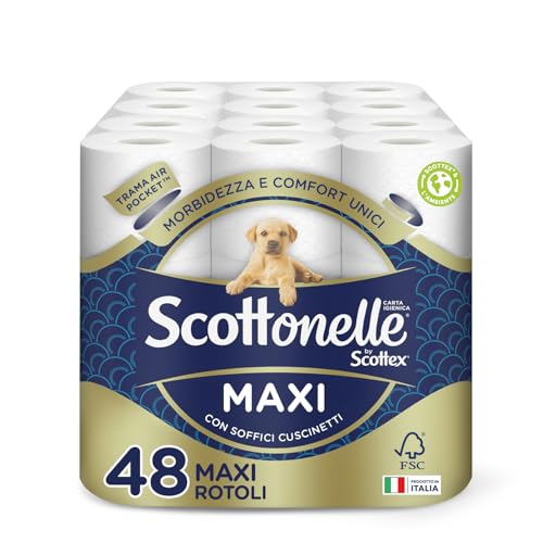 Scottonelle Carta Igienica, Morbida e Resistente, Dermatologicamente testata, 48 Rotoli Maxi
