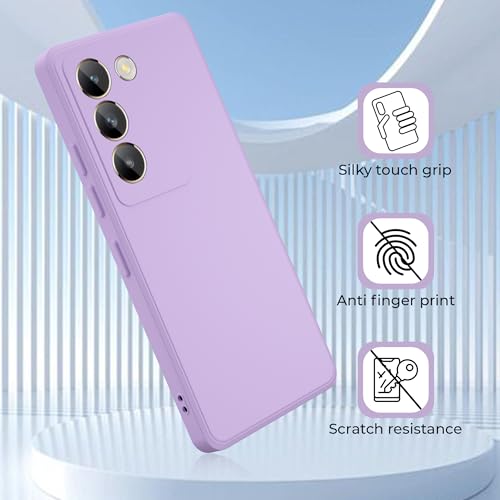 Image of A rtistque Liquid Silicone Back Cover Case for Vivo T3 5G Shockproof TPU Soft Flexible with Camera Protection - Purple