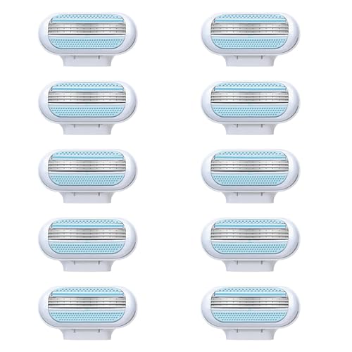 10PCS Replacement Razor Blades Compatible with Gillette Venus Extra Smooth Womens Razor 3 Layer Blade & Pivoting Head Razor Blades Refills for Venus Razors Effortless Glide Easy to Replace (Blue)