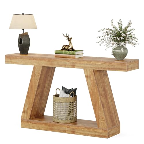 Tribesigns コンソールテーブル ソファー裏 玄関テーブル サイドテーブル 飾り棚 木製 約W140×D30×H80cm