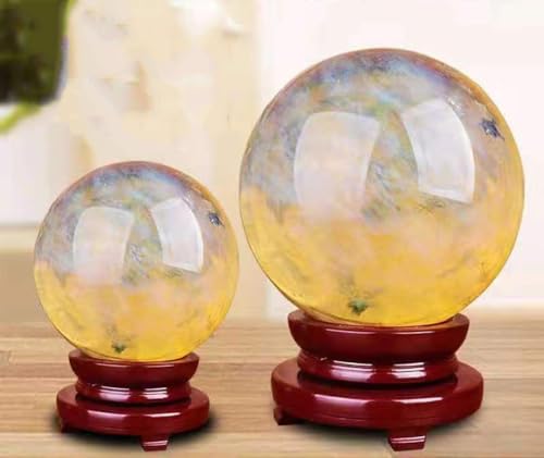 Boule de cristal citrine véritable de collection avec son socle d'exposition - 2