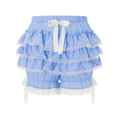 Image of Women Y2k Lolita Bloomers Ruffle Pumpkin Panties Bottom Lace Trim Layered High Waist Shorts Pettipants