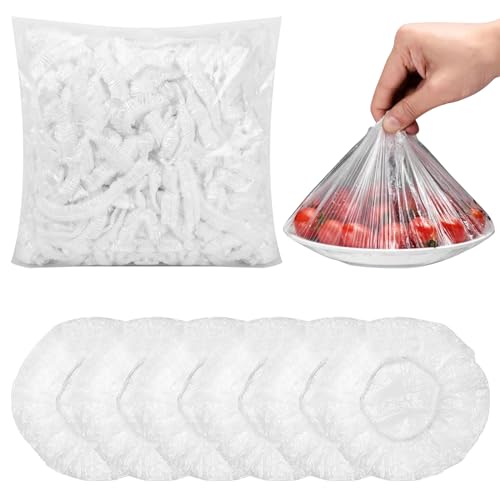 Wisebom 300 Stück Schrumpfbare Frischhaltebeutel, Wiederverwendbare Elastische Abdeckungen Universal Elastischer Stretch-Schüsseldeckel für Obst Gemüse Fleisch Lebensmittelkonservierung
