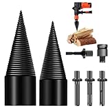 Mineup Bohrkegel Holzspalter, 45mm+32mm Holzspalte Schraube Kegel, Holzspalter Bohrer Mit 5 Bohrgriffe, Spaltholzkegel Holzspalterbohre Für Holzschneider, Kompatibel Mit Bohrmaschine, Akkuschrauber