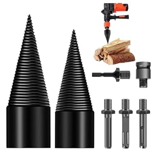 Mineup Bohrkegel Holzspalter, 45mm+32mm Holzspalte Schraube Kegel, Holzspalter Bohrer Mit 5 Bohrgriffe, Spaltholzkegel Holzspalterbohre Für Holzschneider, Kompatibel Mit Bohrmaschine, Akkuschrauber