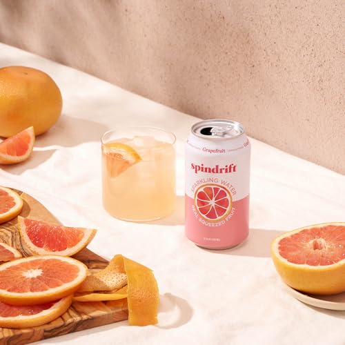 Image of Spindrift Sparkling Water, Grapefruit Flavored, Made With Real Squeezed Fruit, 12 Fl Oz Cans, Pack Of 24 (Only 17 Calories per Seltzer Water Can)