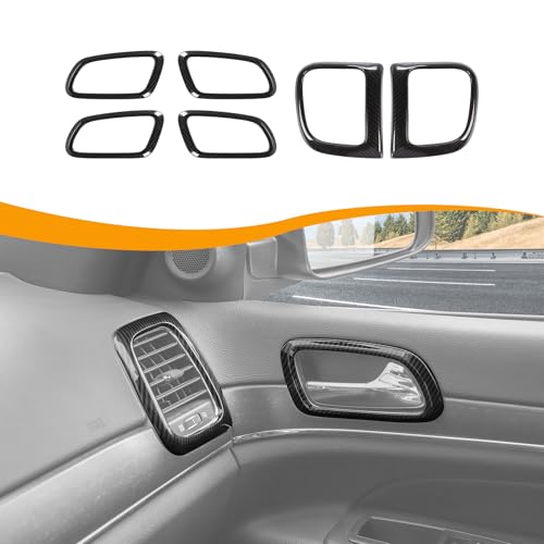 Hoolcar Center Control Air-Conditioning Outlet Vent Trim Cover & Inner Door Handle Bowl Trim Cover Fit for Jeep Grand Cherokee 2011-2020, Carbon Fiber