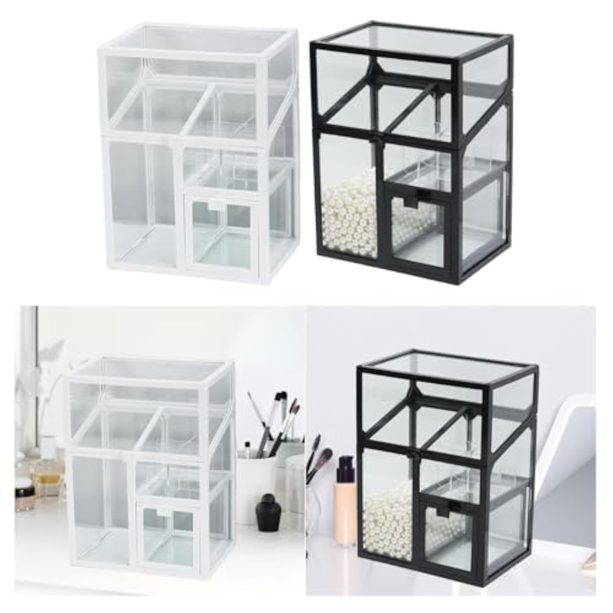 Portable Makeup Brush Holder for Countertop, White