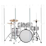 Portable Drum Shield 5-Panels 2ft x 5ft - Acrylic with Stainless Steel Hinges - Perfect for Churches, Home Practice, and Live Performances. (5 Panels)