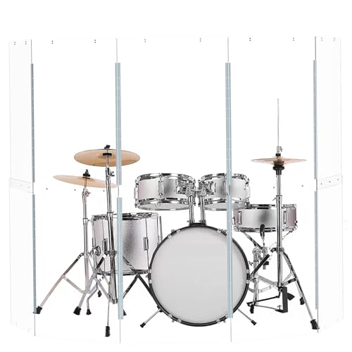 Portable Drum Shield 5-Panels 2ft x 5ft - Acrylic with Stainless Steel Hinges - Perfect for Churches, Home Practice, and Live Performances. (5 Panels)
