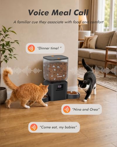 Automatic Cat Feeder for 2 Cats - 8L/34 Cups Dual Automatic Dog Feeder with Dog Food Dispenser for 2-18mm Dry Food, Timed Cat Food Dispenser, Up to 50 Portions 6 Meals Per Day, 10s Voice, Keep Fresh - Image 7