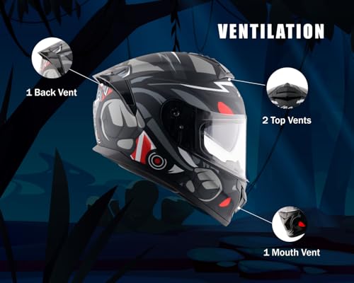 Vega Store Vega Zap Dude D/V Full Face Riding Helmet, Black - Image 5