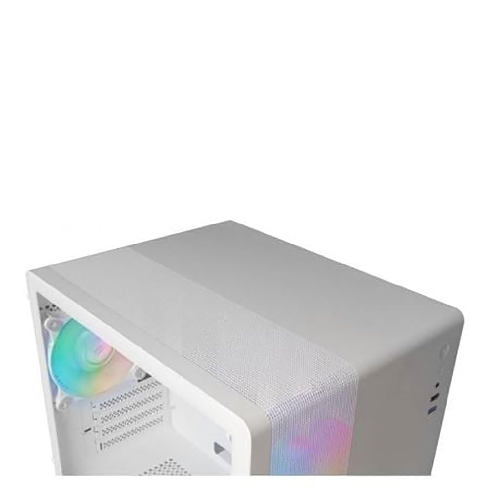 Mars Gaming MC-400, Caja Gaming Compacta Micro-ATX, Ventana Lateral Completa Cristal Templado, 3X Ventiladores FRGB 120mm, Panel Lateral Completo Mesh, Blanco — view 3