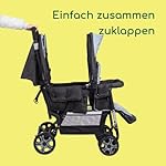 Bebeconfort Teamy Zwillings-Kinderwagen, Kompatker Geschwister-Kinderwagen, nutzbar ab der Geburst bis ca. 3,5 Jahre, 0-22 kg, Shadow Block