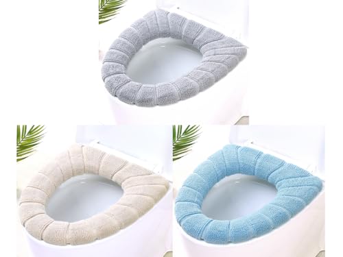 Anlising 3PCS Housse de Siège de Toilette, Lavable Housse de Siège de WC, Housse de Coussin de Toilettes, Coussin de Siège de Toilette, pour Salle de Bain,...