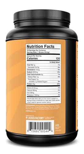 Image of Jacked Factory Authentic ISO Grass Fed Whey Protein Isolate Powder - Low Carb, Non-GMO Muscle Building Protein w /No Fillers, Post Workout Recovery, Chocolate Peanut Butter - 25 Servings