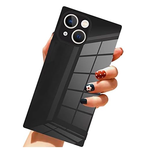 LSL Compatible with iPhone 13 Case Square Black Soft TPU Bumper Anti-Drop Anti-Scratch Shock Absorption Protective Wireless Slim Cover Compatible with iPhone 13 6.1 Inch for Women Girls Men