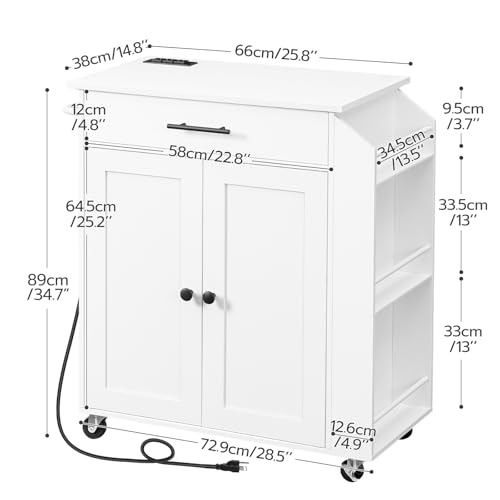 image for HOOBRO Kitchen Island with Power Outlet, Kitchen Storage Island with S