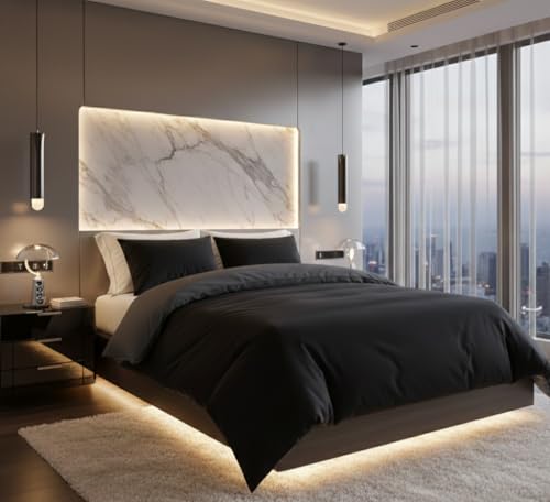 Image of Dual Tone Reversible Ultra-Soft Cotton Comforter Double Bed | 90x100 Inch | Filled with Pure Microfiber | All-Season Premium Comforter (Black & Charcoal)
