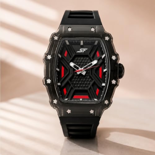 Image of SF Maiden Voyage Sport Watch Quartz Analog with Black Dial Black Silicon Strap Watch for Men - 77178PP08W