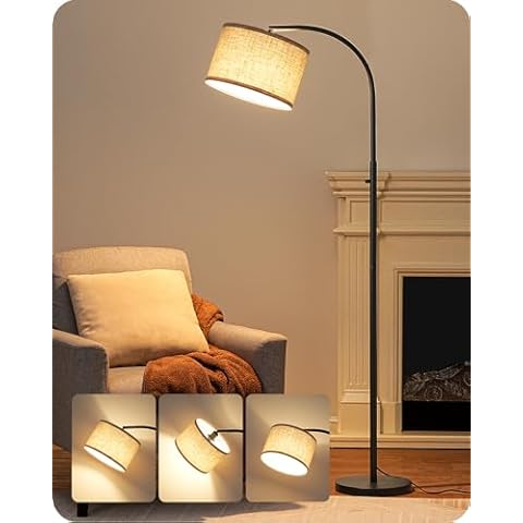 EDISHINE Black Arc Floor Lamp Dimmable Cover