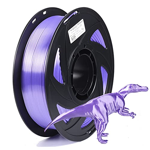 CooBeen Silk 3D Printer Filament, Purple Silk Filament, Silk Shiny 3D Printer PLA Filament 1.75mm Diameter 1kg, Vacuum Packaging for Most 3D FDM Printer(Purple)