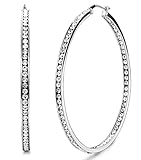 ORAZIO Stainless Steel Women Hoop Earrings Cute Huggie Earrings Cubic Zirconia Inlaid 50MM (A:...