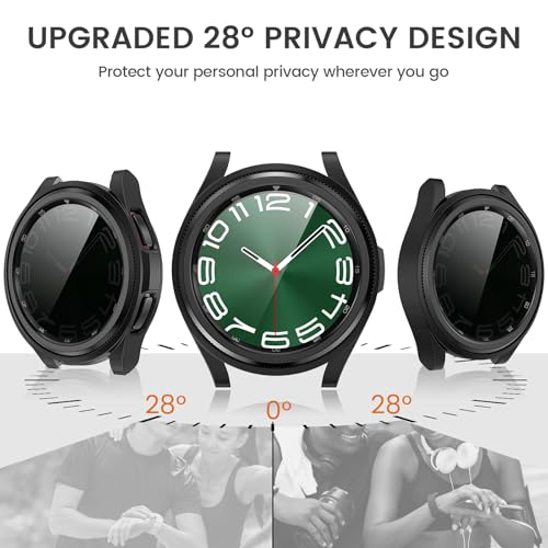 Image of Tensea [5+5Pack for Samsung Galaxy Watch 6 Classic Screen Protector Case 47mm, Hard PC Bumper /HD Anti-Fog Tempered Glass Protective Film, Face Cover Set, Galaxy Watch 6 Classic Case for Women Men
