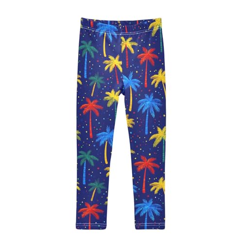 Rainbow Palm Tree Dots Girls Leggings Soft Stretch Workout Yoga Dance Pants for Kids Casual Tights