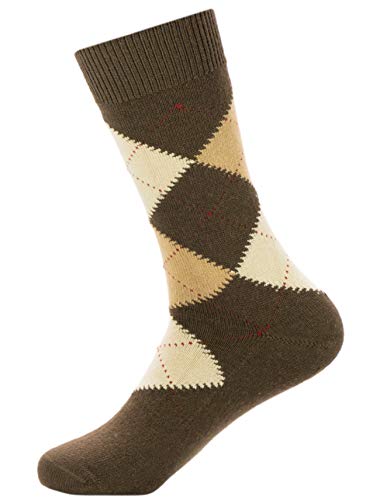 Argyle Dress Smart Alpaca Socks - Aloe Infused for Skin Care (Brown/Camel - Extra Large)