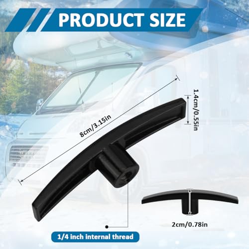 Image of 1pcs Black Aluminum RV Dump Valve Handle, Compatible with Valterra | Metal construction, for dump tank, waste valves handle, T1003-6MN Fits 1 1 /2 inch and 3 inch Gate, T-handle replacement