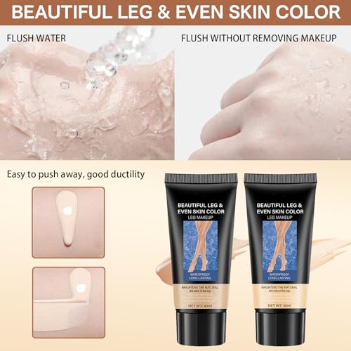 Bein Make Up Wasserfest, Wasserfestes Bein Make Up, Wasserfestes Make-Up Abdeckcreme Für Krampfadern, Wasserdichte Grundierung für Körper-Make-up, für Tattoo Abdeckung (Hell + Mittelbraun)