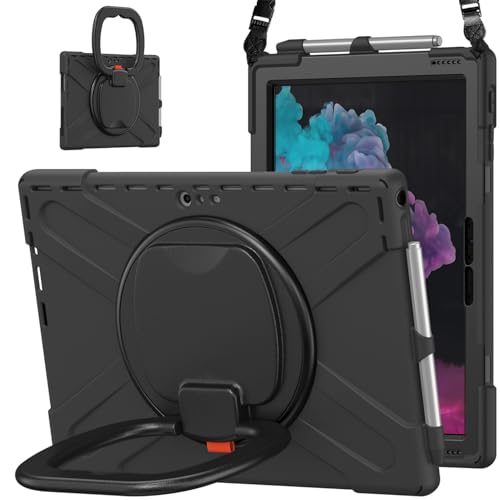 Housse Surface Pro 7+ Plus antichoc JZ avec poignée ergonomique et sangle épaule