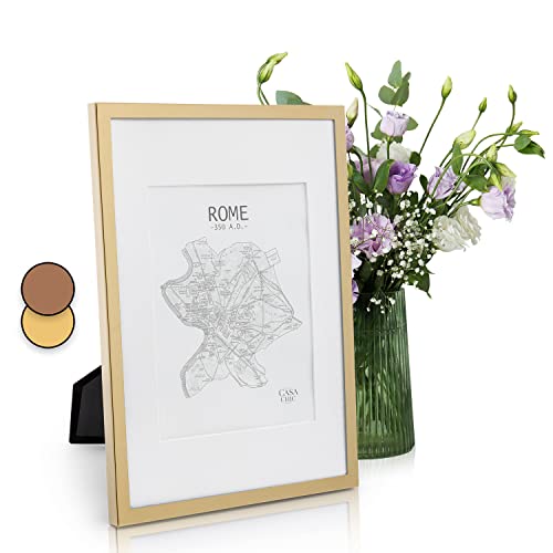 Casa Chic Marco de Fotos, Marcos de Fotos Tamaño A4 de 31x23 cm, para Mesa y Pared, Casa u Oficina, Marco Fotos Posición Vertical/Horizontal, Hechos de Cristal y Metal para Póster