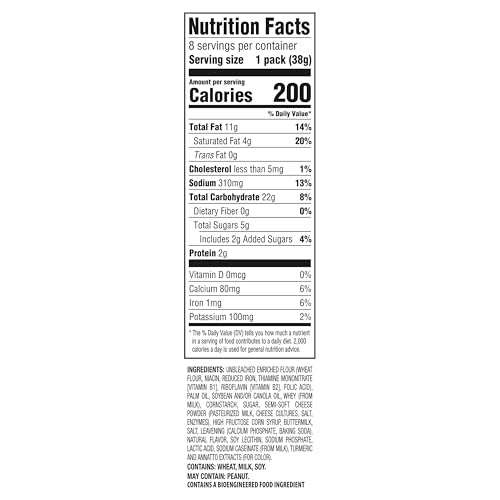 RITZ Cheese Sandwich Crackers, Lunch Snacks, 48 Snack Packs (6 Boxes, 6 Crackers Per Pack)