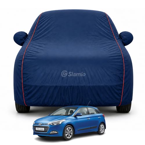 Image of Premium 100% Waterproof Car Cover for Hyundai's i20 2014-2017 All-Weather, UV & Dust Protection | Heavy-Duty 3-Layer Fabric | Custom Fit with Mirror & Antenna Pockets | Navy Blue