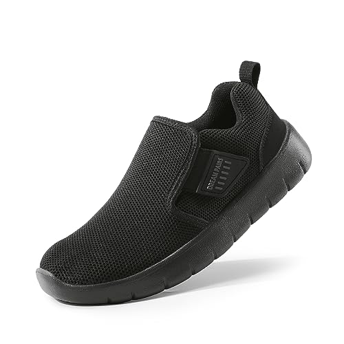 DREAM PAIRS Boys Girls Shoes Kids Slip on Tennis EZ-Ons MightyMovers Running Athletic Barefoot Zero Drop Sports Sneakers 11 Little Kid Black Monochrome