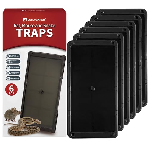 Image of LULUCATCH Mouse Glue Traps 6 Pack, Larger & Heavier Plastic Sticky Glue Traps with Extra-Strong Adhesive for Mice, Rats, Sticky Mouse Trap for Indoor Use, Easy to Set