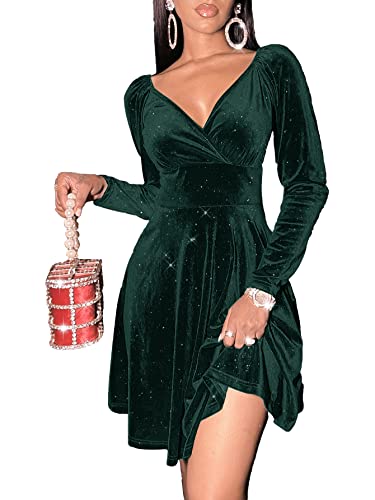 Sexyasasii Velvet Glitter A Line Mini Dress