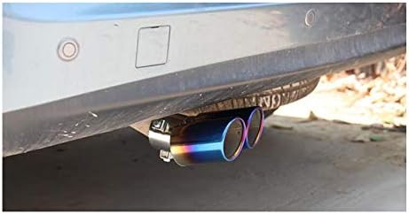 1pcs Blue Double Exit Stainless Steel Exhaust Tail Rear Muffler Tip Tailpipe Trim For Ford Focus Hatchback 2010 2011 2012 2013 2014 2015 2016 2017 2018 2019 2020 2021 2022 2023 2024