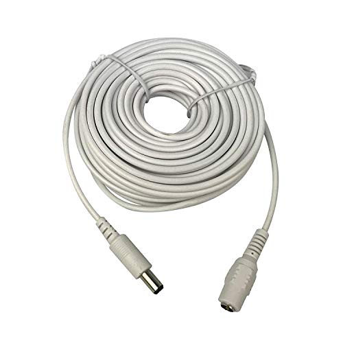 Vanxse CCTV Dc 12v Power Extension Cable 10m(30ft) 2.1x5.5mm for CCTV Security Cameras IP Camera Dvr Standalone in White Color-WPC10M