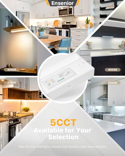 Ensenior 24 Inch LED Under Cabinet Lighting 5CCT, 14W 930LM, Hardwired & Plug-in, 2700K/3000K/3500K/4000K/5000K, Dimmable Under Counter Lights for Kitchen Housing-FCC - Thumbnail 3
