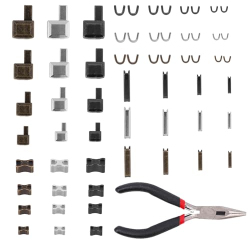 61 Kit de Reparação Fechos Correr em Metal com Alicate, Números 3 5 8 e 10 Peças Sobressalentes Fechos Correr para Casacos Casacos Bolsas Mochilas Tendas Costura e Arranjos DIY