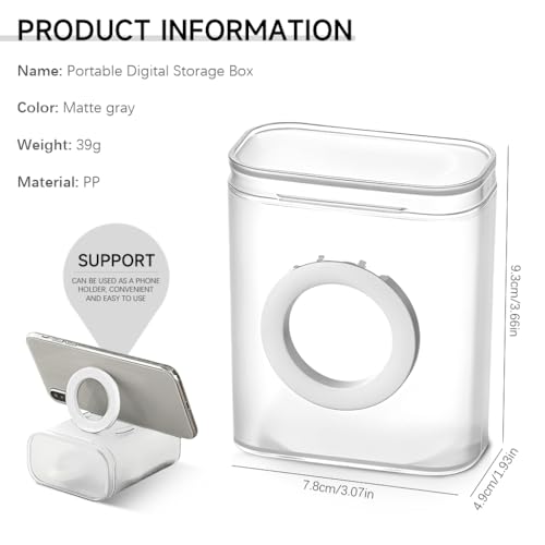 Image of Verilux Travel Cable Organizer Storage Box with Folding Phone Stand Multi Cable Storage Organizer for Charging, USB, Data Charger Adapter Earbuds